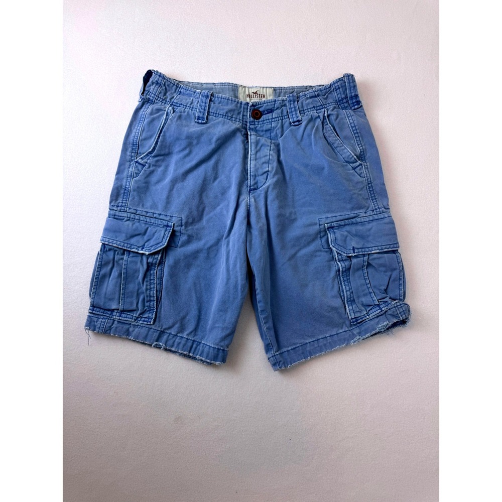 Hollister Men's Light Blue Cargo Shorts Size 30 Distressed Hem Casual‎